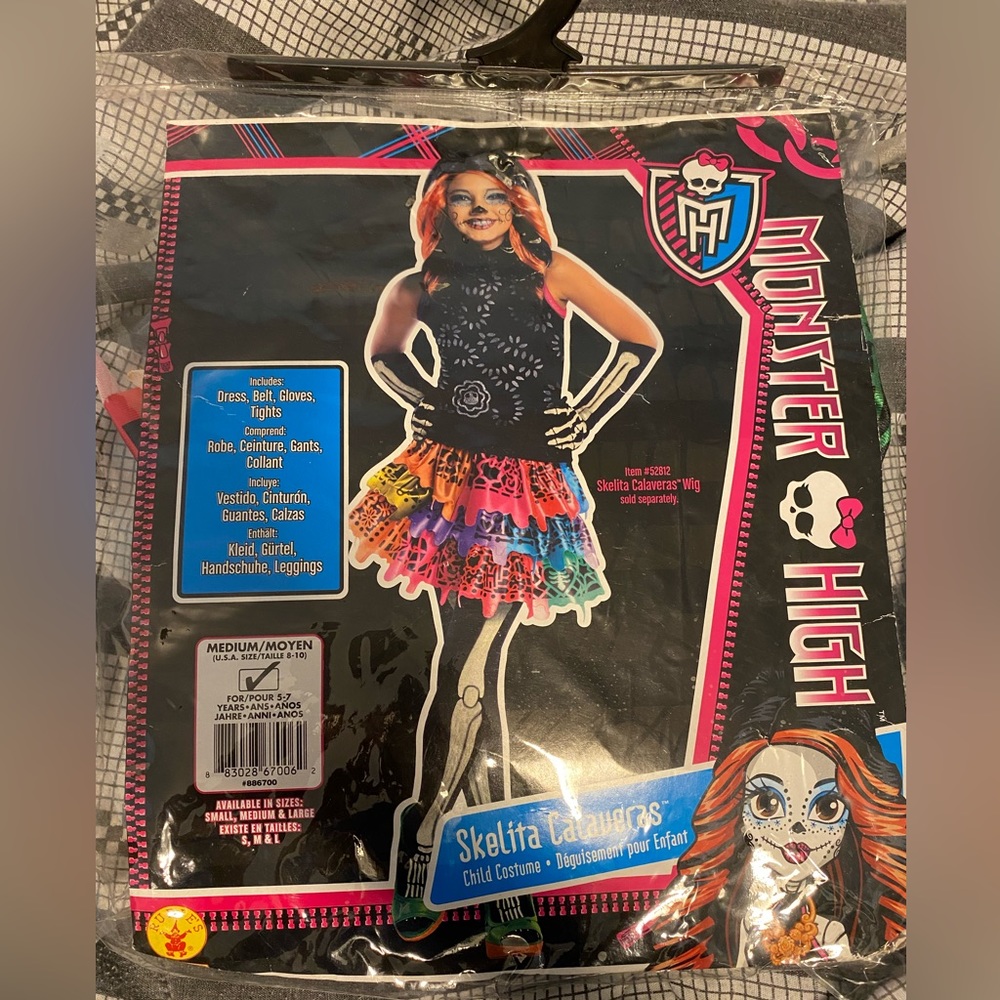 Monster High Skelita Calaveras costume - sz 8-10 (says for ages 5-7)